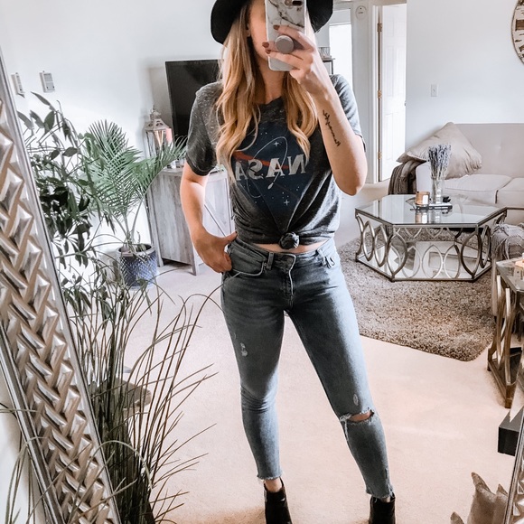 NASA Logo Heathered Gray Vintage Soft Tee Medium - Picture 2 of 7